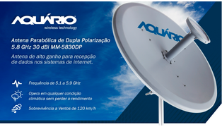 ANTENA DUPLA POLARIZAÇÃO AQUÁRIO MM 5829DP 5.8GHZ 29 DBI